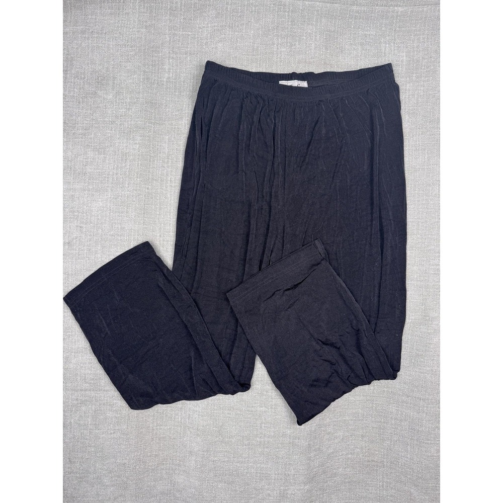 Carolyn Strauss Collection Pants Womens L Black Stretch Jersey Cropped Pull On - Picture 1 of 5